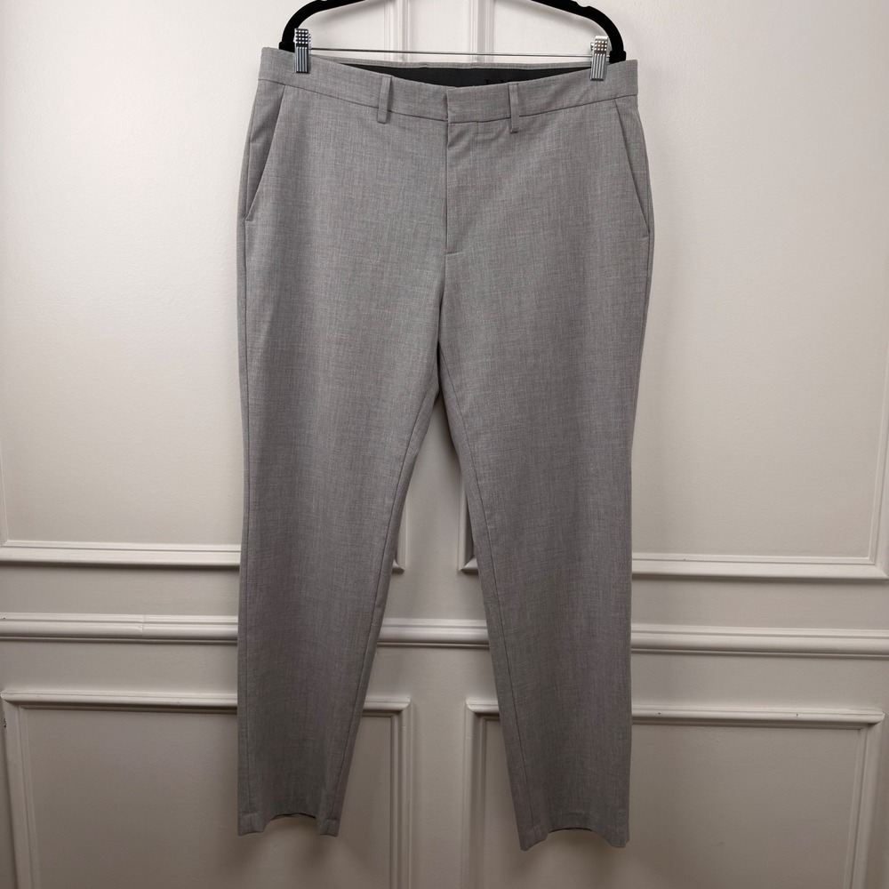 J.M.‎ Haggar Mens Slim Fit Dress Pants Gray 36x30 Flat Front HD00660 052